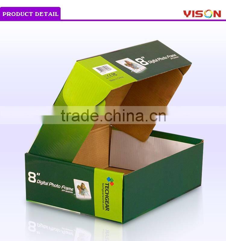 Custom E Flute Corrugated Cardboard Color Printed Roll End Tuck Top Paper Packaging Box with the Dust Flaps