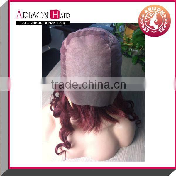 2015 HOT wholesale natural cheap human brazilian virgin brazilian hair half wig 99J#