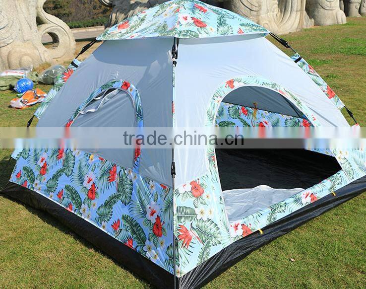 Outdoor camping tent polyester double layer tent for 3-4 persons