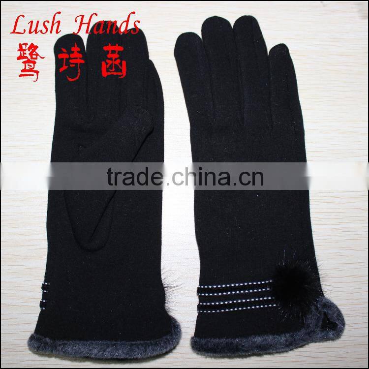 Cheap fashion woman mirco velvet hand gloves