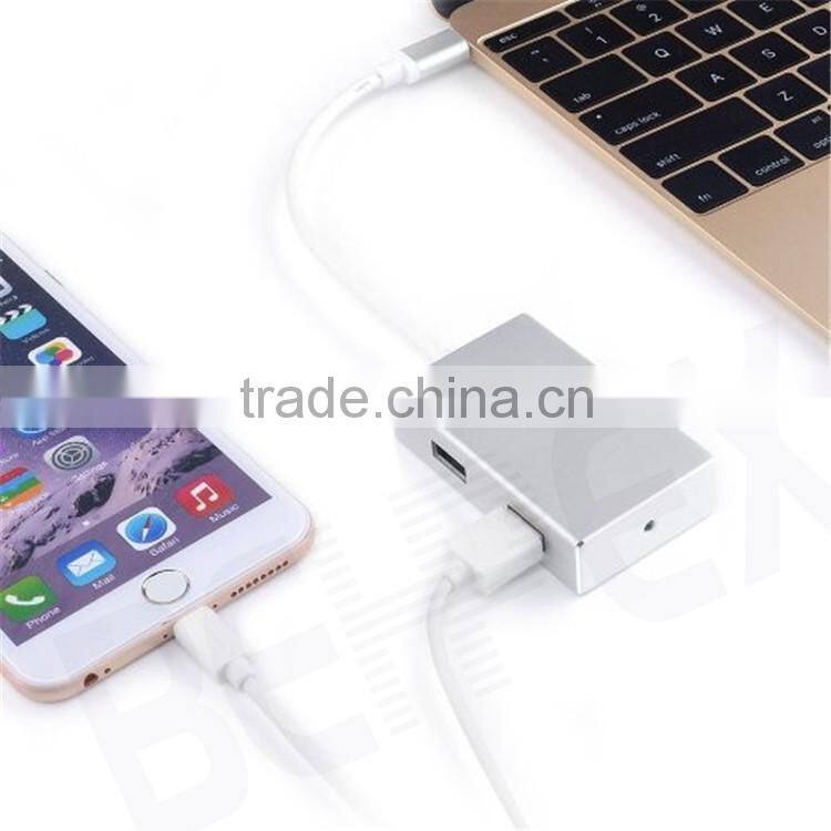 Universal Travel Aluminum USB 3.1 Type-c Male Adapter with 4 port Hub
