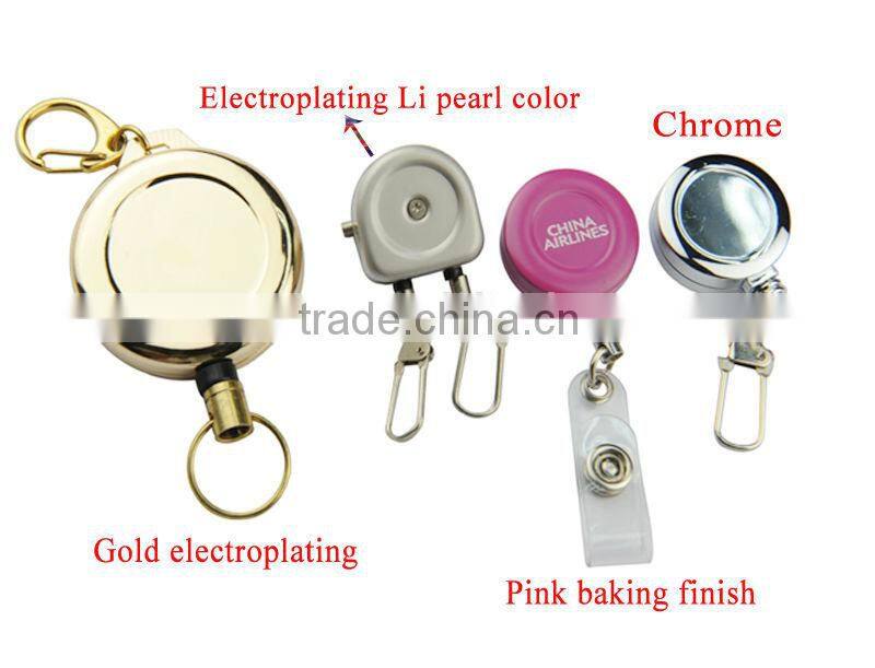 Gold metal retractable badge holder reel with belt clip for business