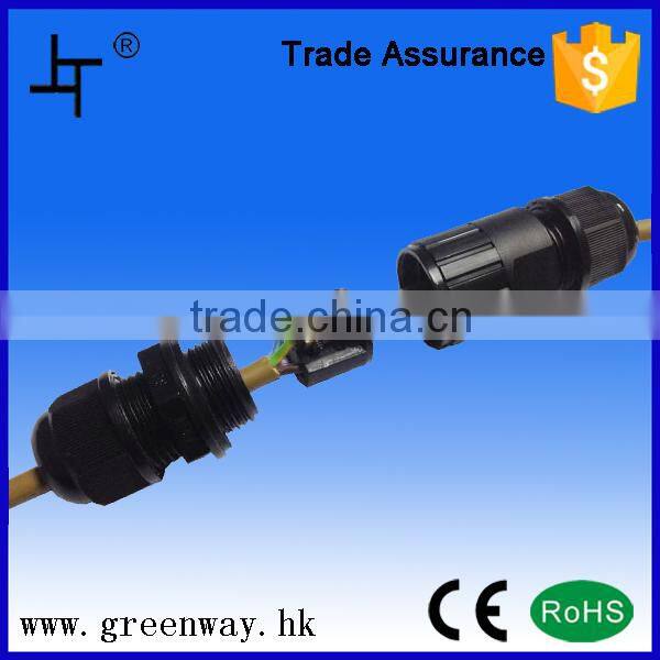 ip68 3 pins waterproof connector with cable glands