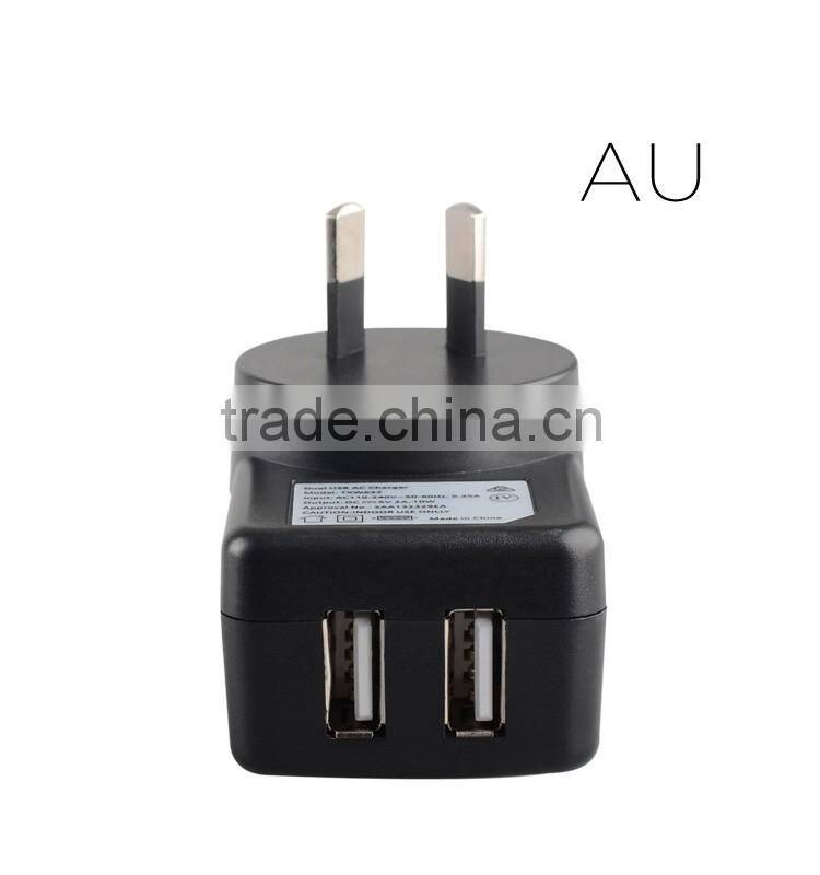 SAA Approved 5V 2A 2 Port Wall Adapter for AU Standards