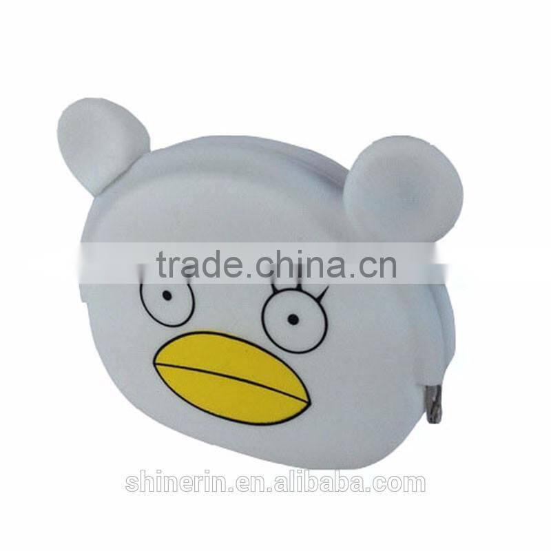 Cute bear shape metal clip girls wallet silicone coin purse for promotion