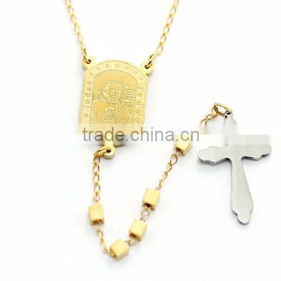 christian prayers rosary gold in stainless steel cross religious pendant beads wholesale rosario argentina pray to god