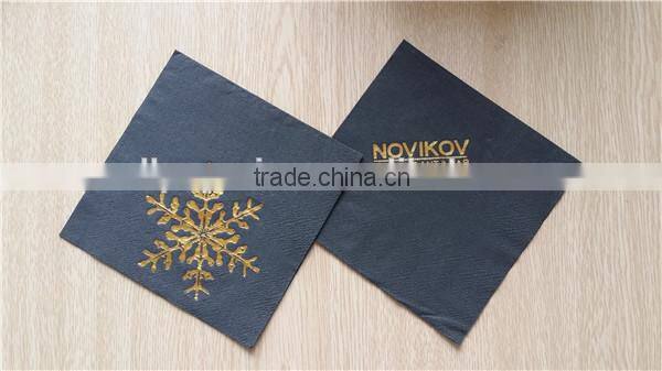 Disposable printed dyeing paper napkins/black printed napkin with customized logo