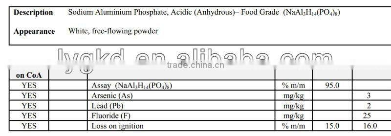 SODIUM ALUMINIUM PHOSPHATE ACIDIC FOOD GRADE
