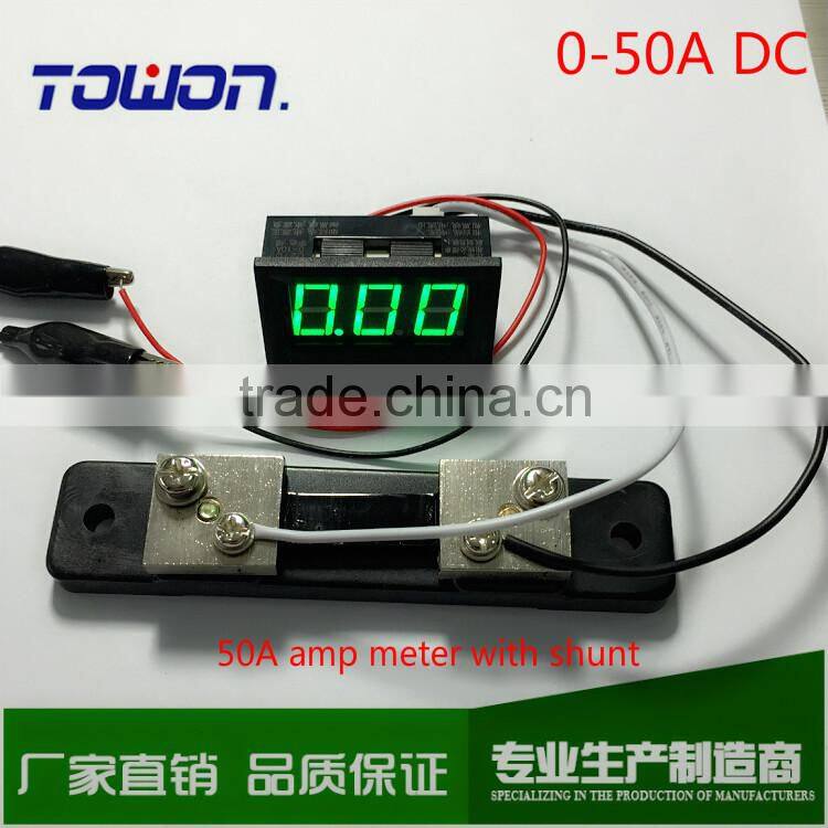 0-50A DC Ammeter with Shunt resistor Mini Panel Amp Meters Red/Blue/Green LED