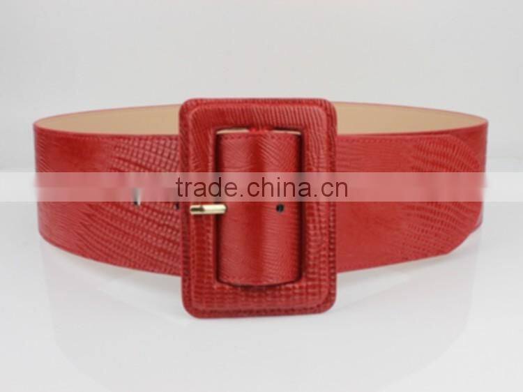 2016 fashion stylish wide size PU woman dress belt for woman with square a buckle