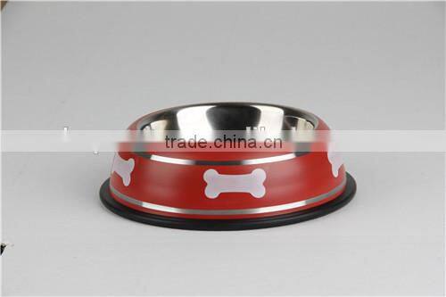 Non-slip strips stainless steel dog bowl