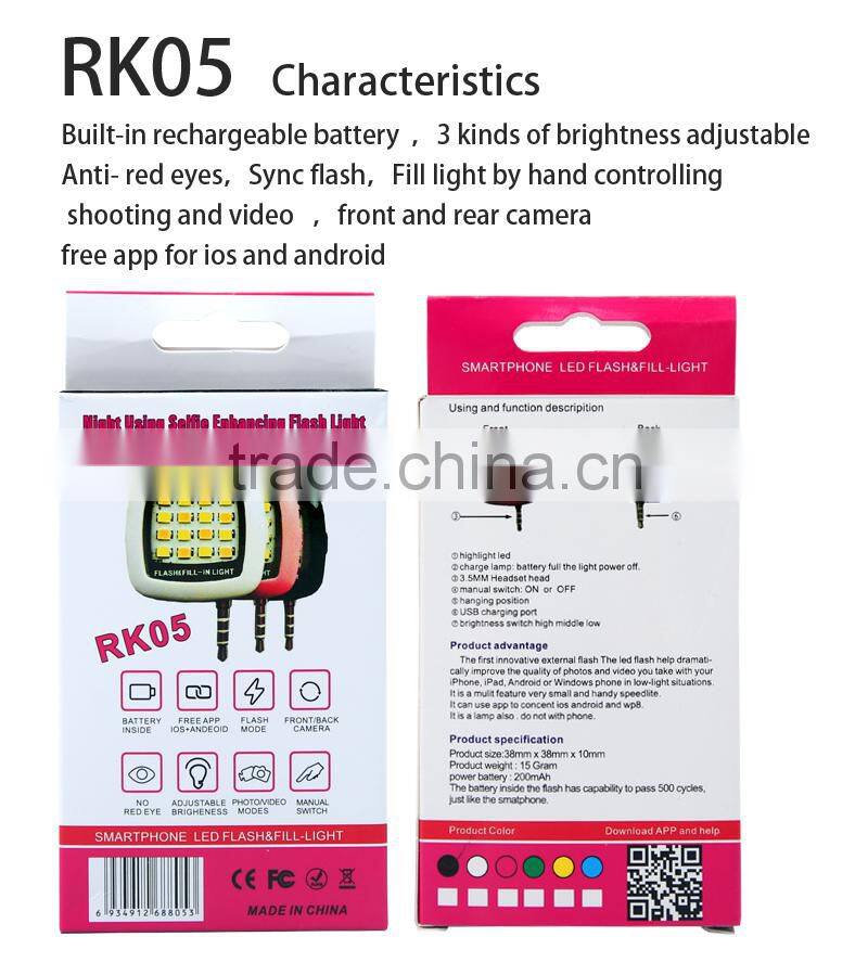 Hot sale 16 LED light filling mobile Phone support mini selfie led flash light