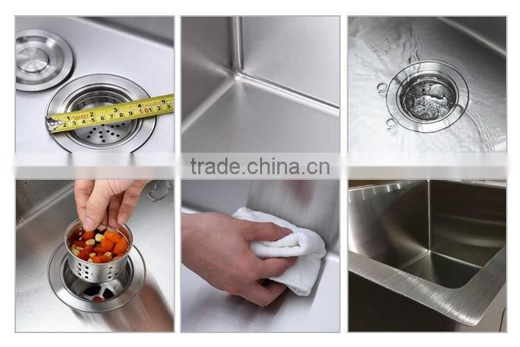 Brushed overmount built-in double drainboard single bowl 304 stainless steel sink