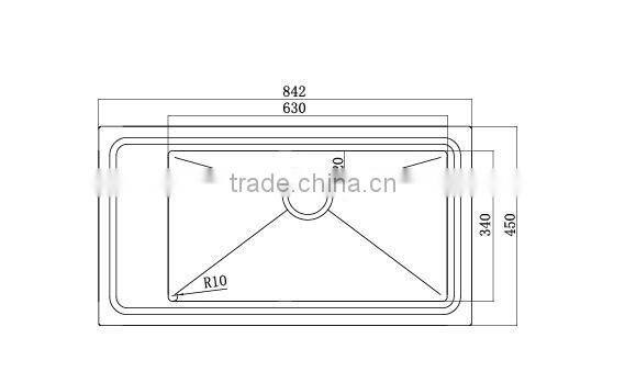 842x250x228mm Overall size Single Bowl with Drainboard fiber kitchen sink