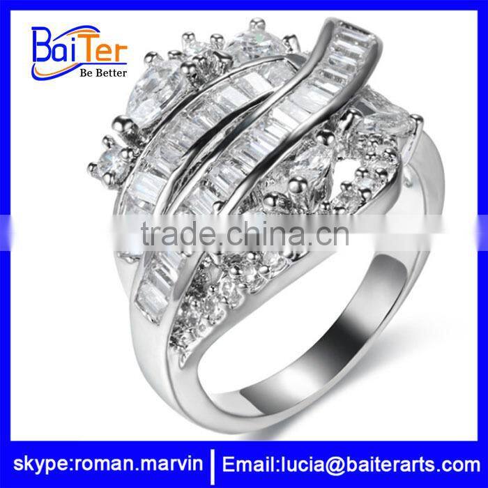 Custom wholesale women's 18K gold plated night club empire cool CZ copper rings for girls