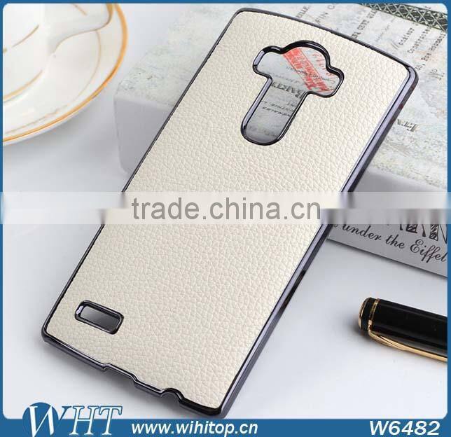 New Product Chrome Gold Side PC Leather Coated Cell Phone Case for LG G4