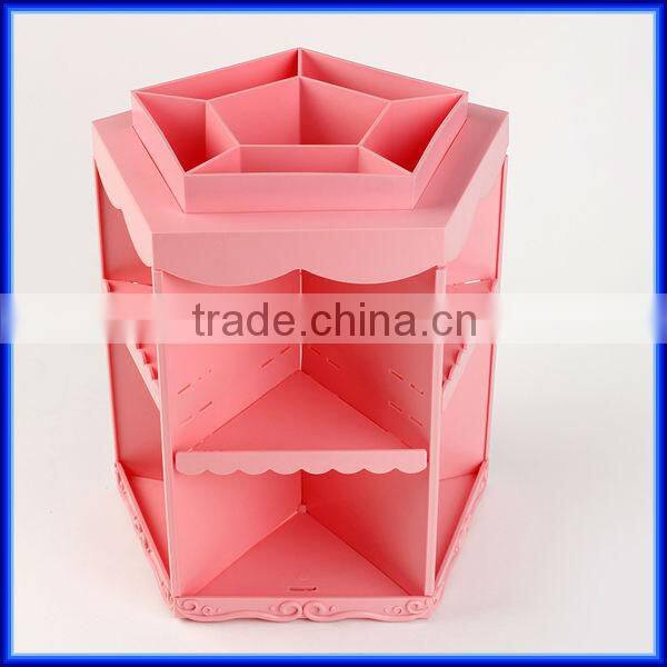 Beautiful lady rotatable pink counter clear acrylic make up organizer with dividers, custom lipstick holder make up organizer