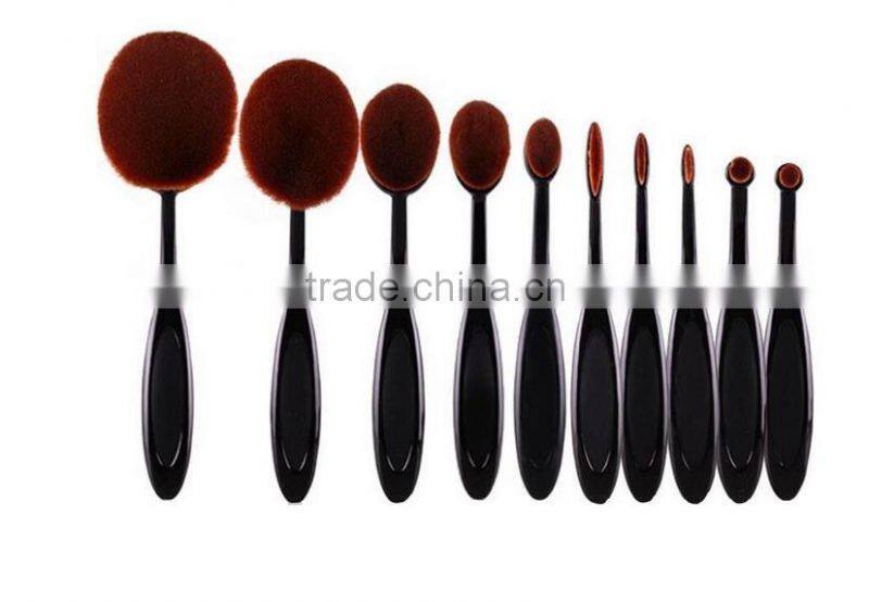 10 PCS Oval Makeup Brushes Set Synthetic Hair Professional / Full Coverage Plastic Face / Eye / Lip MAKE-UP FOR YOU 10 PCS O