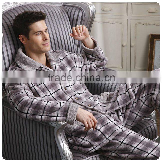 Men's super soft thermal coral fleece bathrobe