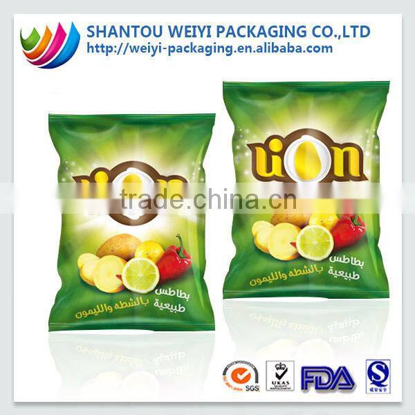snack food packaging plastic bag for potato chips