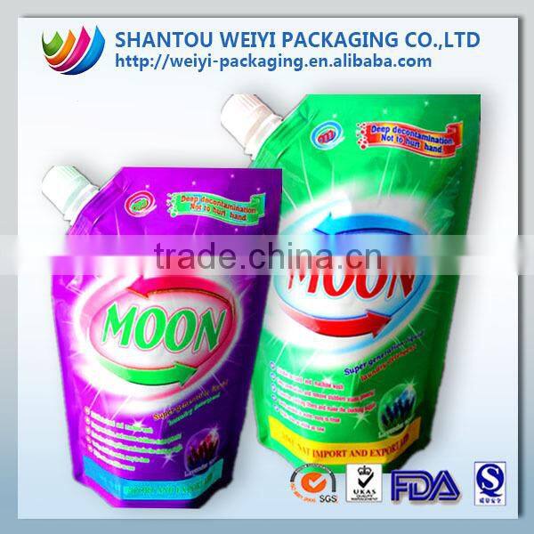 Custom flexible plastic spout pouch liquid packaging bags for detergent