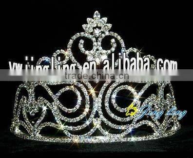 latest full round rhinestone and crystal pageant crown anf tiara