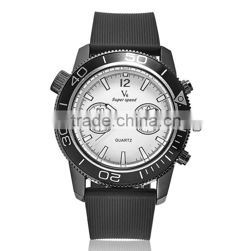 WJ-5425 best selling Alibaba black and white face trendy V6 silicone strap men sport watch