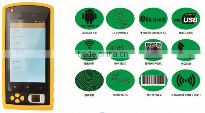 Portable Fingerprint Time Attendance with WIF, GPRS, GPS, Bluetooth, Camera, Mobile Phone, and barcode function