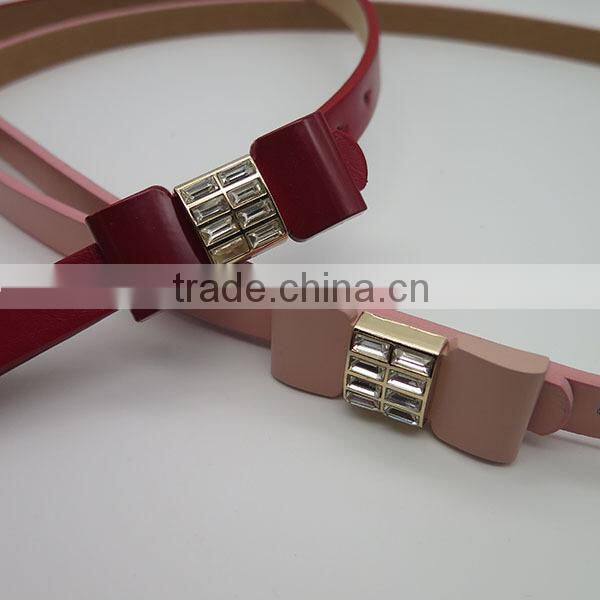 Candy color fashion skinny belt with glass for dress