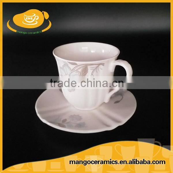 Modern fancy ceramic expresso coffee cup and saucer