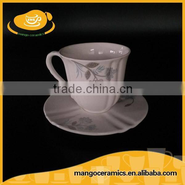Modern fancy ceramic expresso coffee cup and saucer