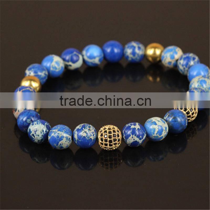 kjl-cst7 wholesale New design charm gold microscope beads men bracelet natural 8mm regalite stone beads women bracelet