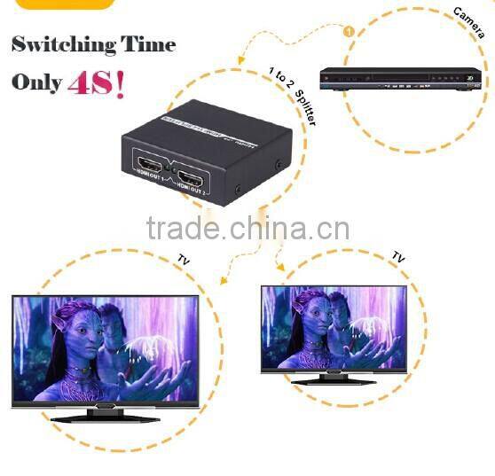 2-port HDMI Splitter 1 HDMI input and 2 HDMI output HDMI1.3V with power adapter