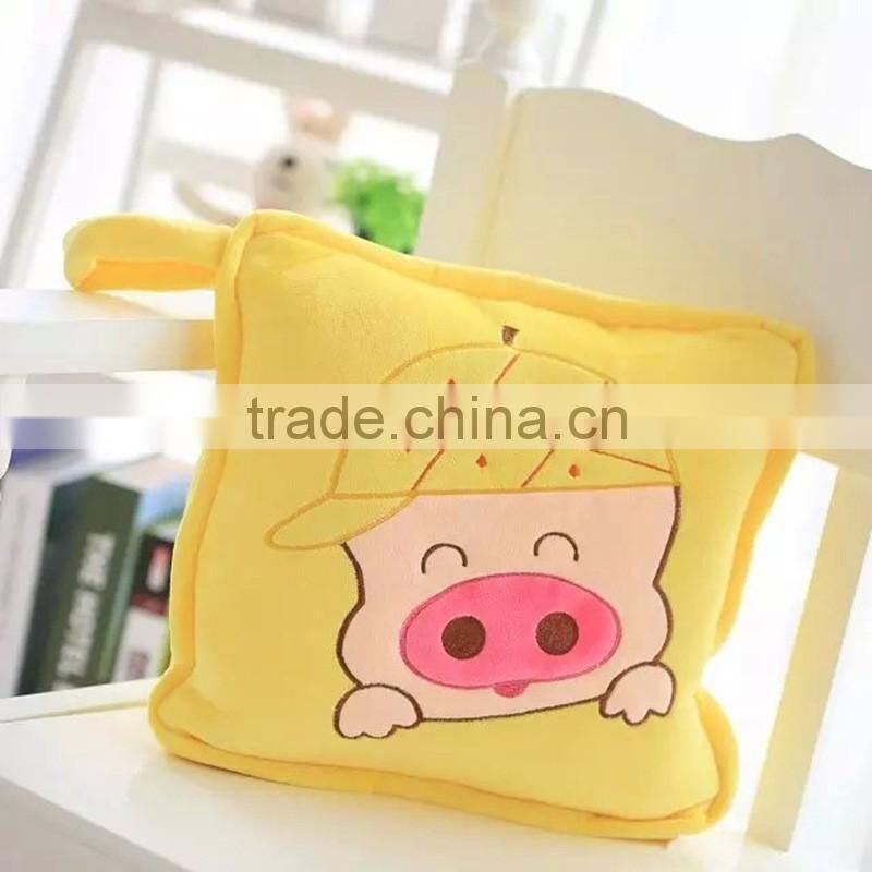 lovely cartoon animal mudull pig style colorful 1X1.5m office TV plush A/C multifunctional pillow cushion blanket