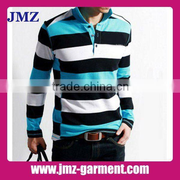 White red stripe long sleeve polo shirt