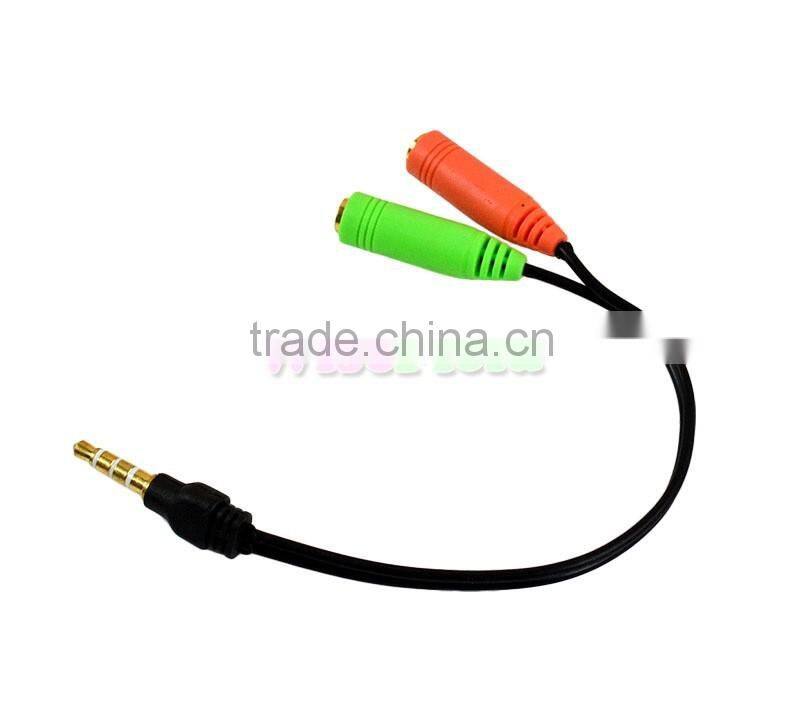 Hot Sale 3.5mm Male to 2 Female Y Splitter Headphone Audio Microphone Cable