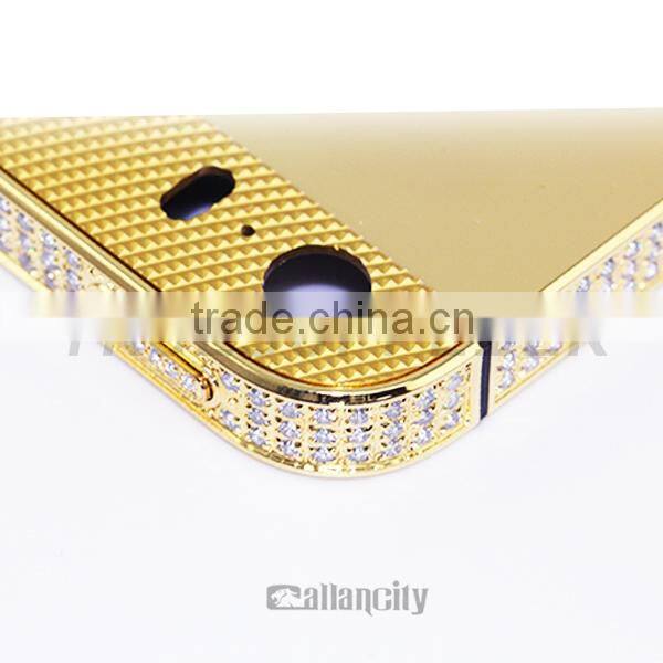 New design for Samsung rose gold middle plate with diamond for samsung s6 grand housing