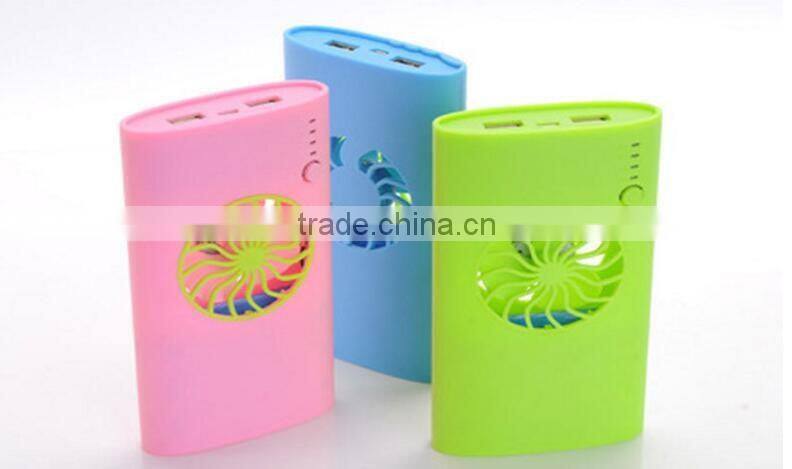 2016 Best summer gift portable 5v plastic rechargeable battery usb cooling fan power bank with strong wind