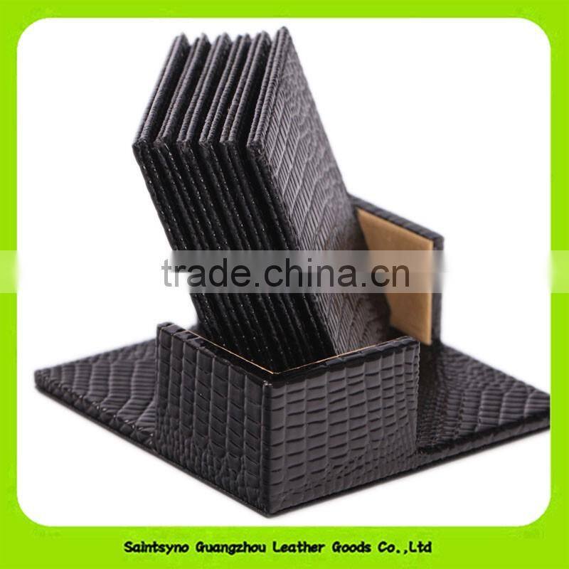 12*12cm Oil-proof Crocodile Leather Printed Set of 4 Square Coasters 16035