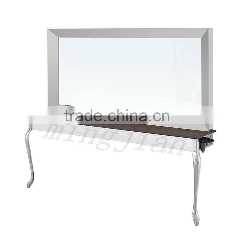 silver 1 side carved pattern hairdressing mirror stations with desk M849