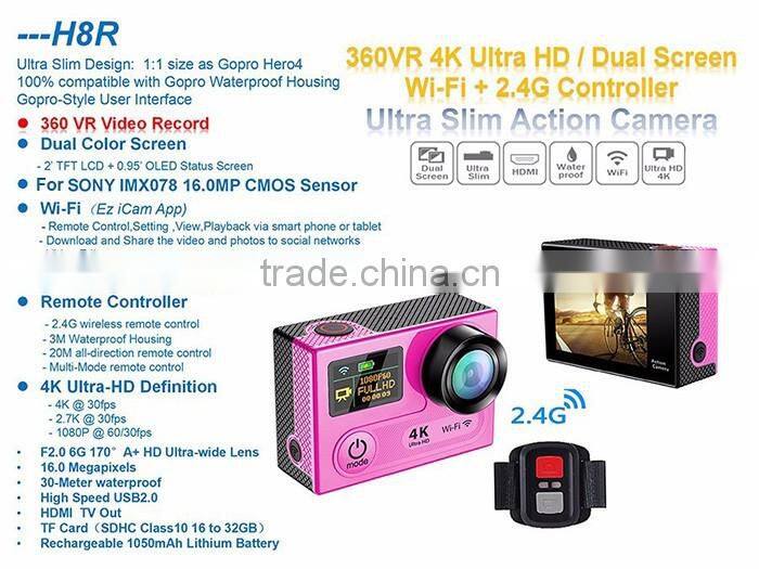 HD 1080p ip camera H8R 360 remote control sport camera