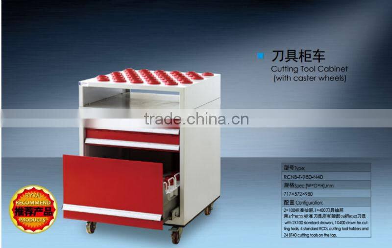 Cutting tool cabinet with caster wheels