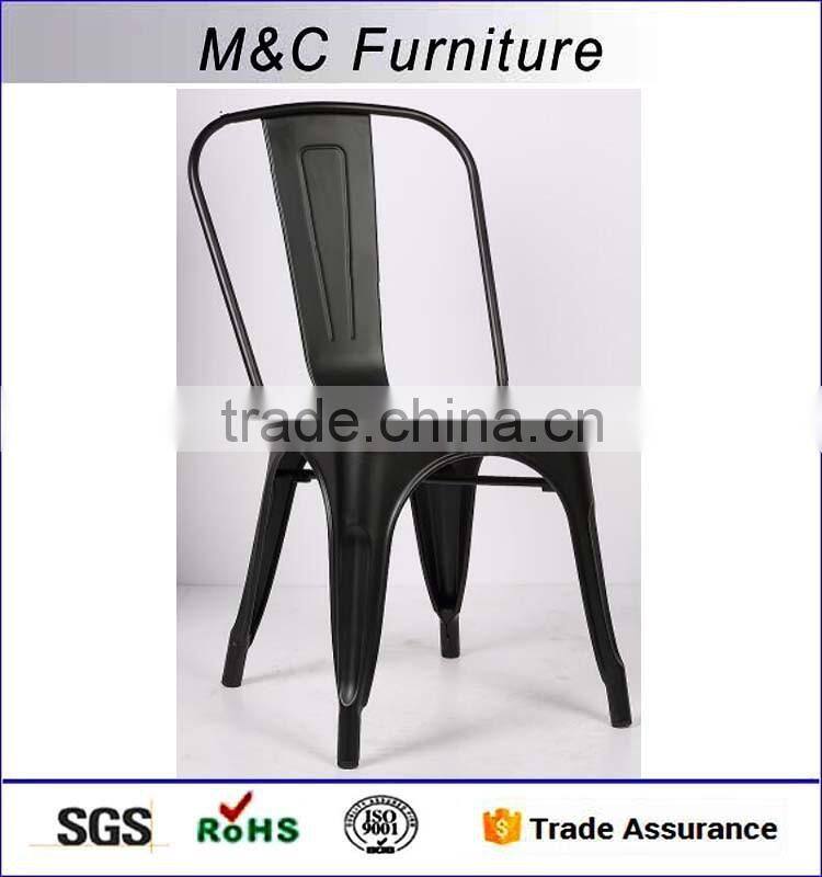 Ergonomic stackable metal kitchen furniture with wooden seat