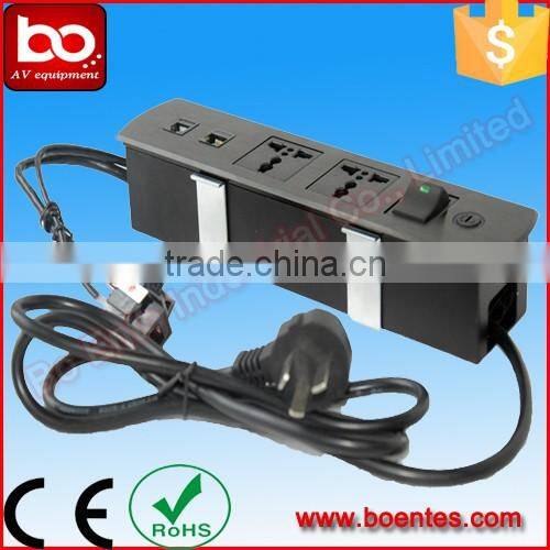Partition/Tabletop Mount Multiple Universal Power Socket with Network Data and Switch