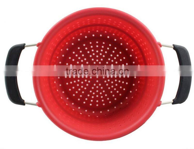 FDA&LFGB Silicone kitchenware collapsible silicone colander strainer silicone food steamer