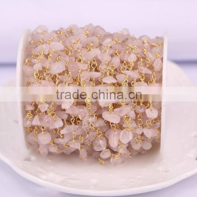 Rosary chain Black Agate Chips Bead Free Form Chains Silver Plated Chain