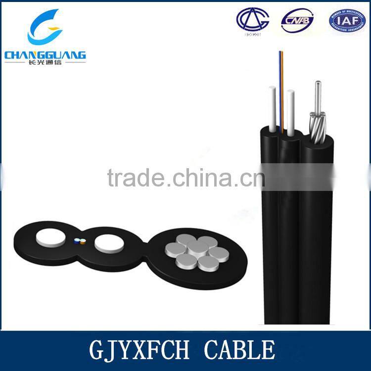 FRP/Steel wire strength member Self-supporting butterfly ftth installing cable