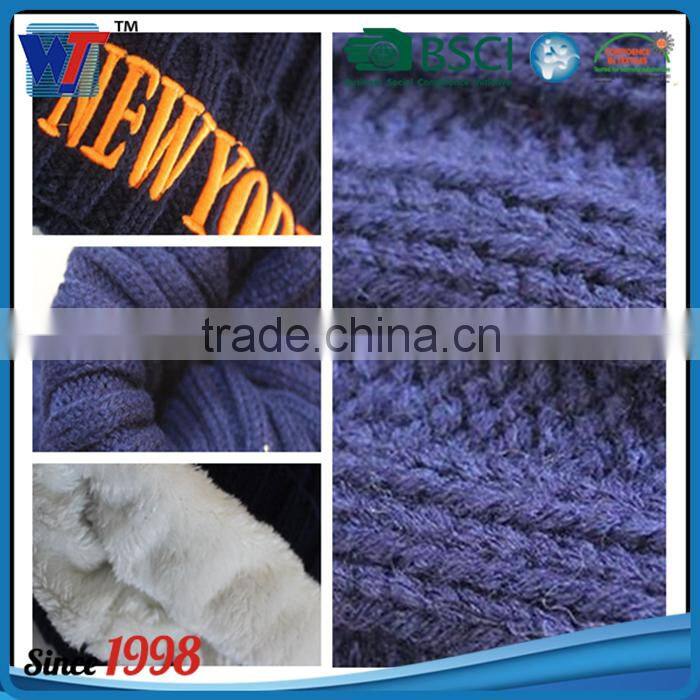 Wholesale warm embroidered beanie custom beanie knitted cuff hat