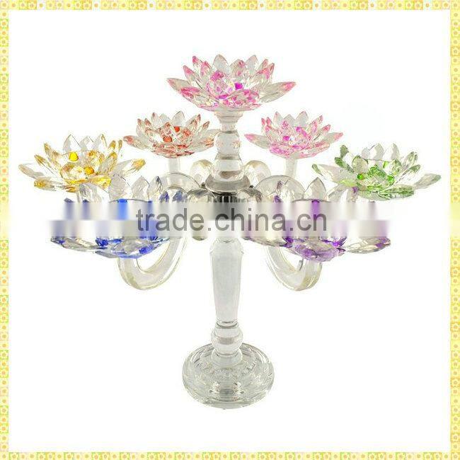 Handmade Exquisite 5 Arms Crystal Candelabra Wholesale For Wedding Table Ceterpiece