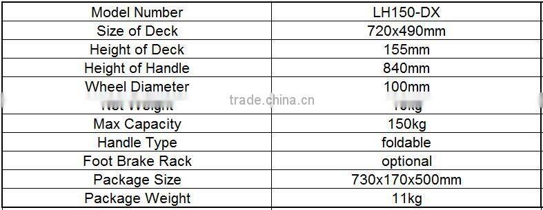 150kg Cheap Plastic Platform Heavy Duty Logistic Cart LH150-DX